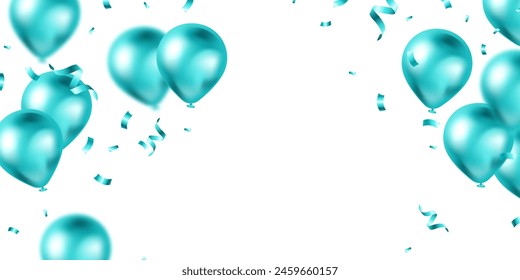 Fondo de celebración con globos verdes bellamente dispuestos. Diseño de ilustración 3D de Vector