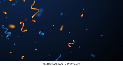 Celebratory background with blue and orange confetti beautiful vector illustration