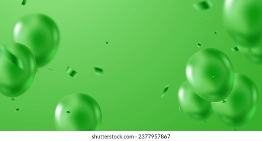 Celebratory background with elegant green balloons virtual 3d design Vector illustration