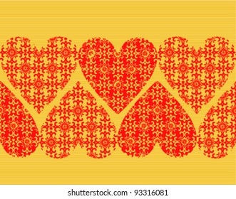 Celebratory background with hearts, packaging