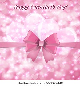 celebratory background with pink bow and heart