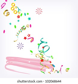 celebratory background with streamers and confetti