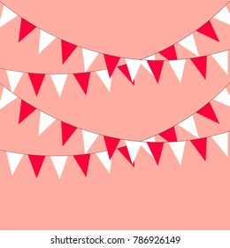 Celebratory background of triangular flags. Vector illustration