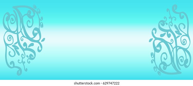 Celebratory bright background Greeting card. Space for text. Blue gradient background. Blue decorative snowflakes on a white background. A stylized drawing. Mandala. Vector