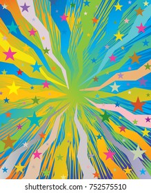Celebratory burst background with stars 