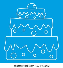Celebratory cake icon blue outline style isolated vector illustration. Thin line sign