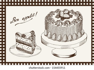 celebratory cake. vector sketch