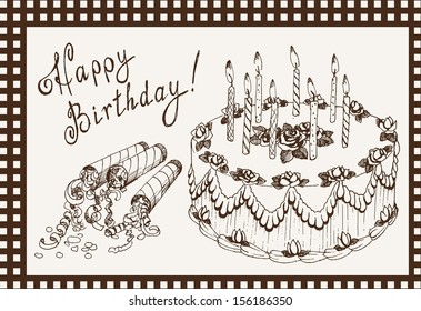 celebratory cake. vector sketch