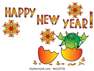 Celebratory card with an amusing dragon