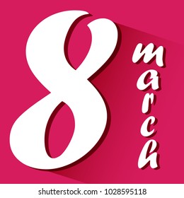 Celebratory card for International Women's Day. Pink and white colors. Vector illustration