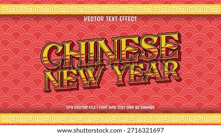 Celebratory Chinese New Year vector text effect featuring bold golden and red typography, offering a dynamic and customizable design ideal for festive holiday graphics