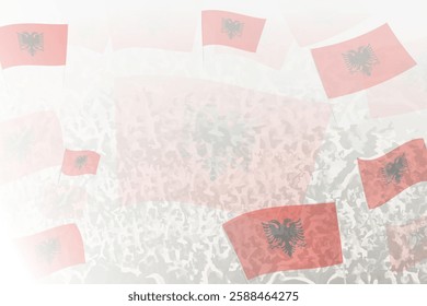 Celebratory Crowd with Albania Flags Background. Perfect for themes national events, culture, and unity.