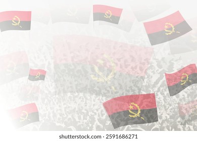 Celebratory Crowd with Angola Flags Background. Perfect for themes national events, culture, and unity.