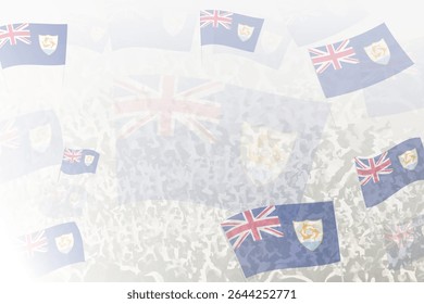 Celebratory Crowd with Anguilla Flags Background. Perfect for themes national events, culture, and unity.