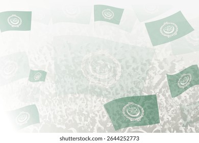 Celebratory Crowd with Arab League Flags Background. Perfect for themes national events, culture, and unity.