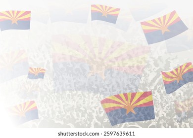 Celebratory Crowd with Arizona Flags Background. Perfect for themes national events, culture, and unity.