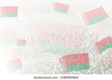 Celebratory Crowd with Belarus Flags Background. Perfect for themes national events, culture, and unity.