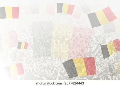 Celebratory Crowd with Belgium Flags Background. Perfect for themes national events, culture, and unity.