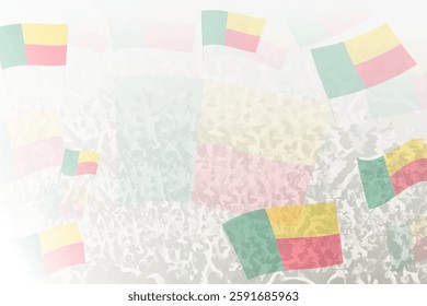 Celebratory Crowd with Benin Flags Background. Perfect for themes national events, culture, and unity.