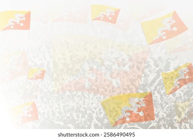 Celebratory Crowd with Bhutan Flags Background. Perfect for themes national events, culture, and unity.