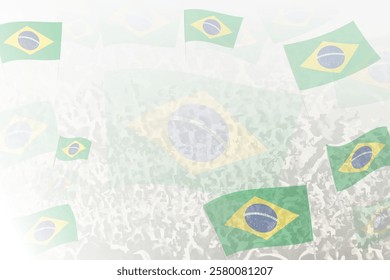 Celebratory Crowd with Brazil Flags Background. Perfect for themes national events, culture, and unity.