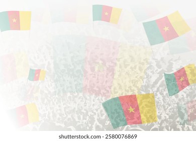 Celebratory Crowd with Cameroon Flags Background. Perfect for themes national events, culture, and unity.