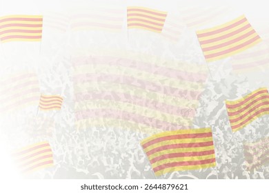 Multidão Celebrativa com o Fundo das Bandeiras da Catalunha. Perfeito para temas eventos nacionais, cultura e unidade.