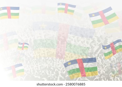 Celebratory Crowd with Central African Republic Flags Background. Perfect for themes national events, culture, and unity.