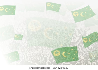 Celebratory Crowd with Cocos Islands Flags Background. Perfect for themes national events, culture, and unity.