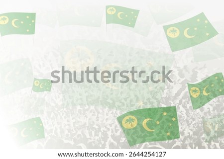 Celebratory Crowd with Cocos Islands Flags Background. Perfect for themes national events, culture, and unity.