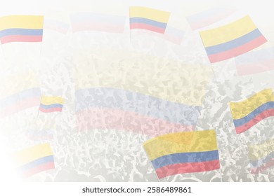 Celebratory Crowd with Colombia Flags Background. Perfect for themes national events, culture, and unity.