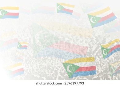 Celebratory Crowd with Comoros Flags Background. Perfect for themes national events, culture, and unity.
