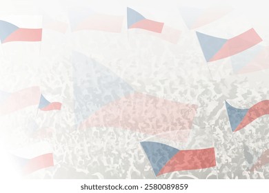 Celebratory Crowd with Czech Republic Flags Background. Perfect for themes national events, culture, and unity.