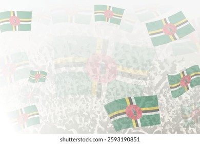 Celebratory Crowd with Dominica Flags Background. Perfect for themes national events, culture, and unity.