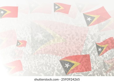 Celebratory Crowd with East Timor Flags Background. Perfect for themes national events, culture, and unity.