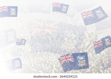 Multidão Celebratória com as Bandeiras das Ilhas Malvinas. Perfeito para temas eventos nacionais, cultura e unidade.