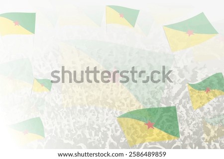 Celebratory Crowd with French Guiana Flags Background. Perfect for themes national events, culture, and unity.