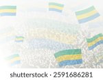 Celebratory Crowd with Gabon Flags Background. Perfect for themes national events, culture, and unity.