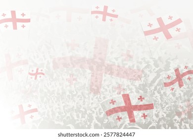 Celebratory Crowd with Georgia Flags Background. Perfect for themes national events, culture, and unity.
