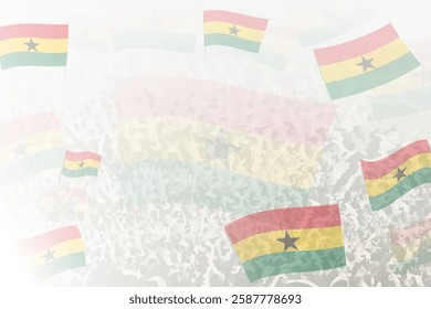 Celebratory Crowd with Ghana Flags Background. Perfect for themes national events, culture, and unity.