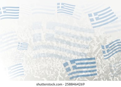 Celebratory Crowd with Greece Flags Background. Perfect for themes national events, culture, and unity.