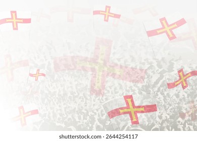 Celebratory Crowd with Guernsey Flags Background. Perfect for themes national events, culture, and unity.
