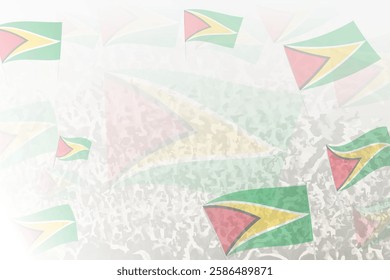 Celebratory Crowd with Guyana Flags Background. Perfect for themes national events, culture, and unity.
