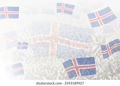 Celebratory Crowd with Iceland Flags Background. Perfect for themes national events, culture, and unity.