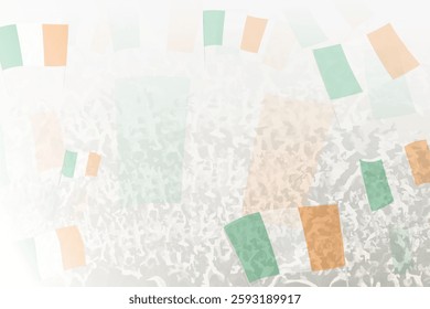 Celebratory Crowd with Ireland Flags Background. Perfect for themes national events, culture, and unity.