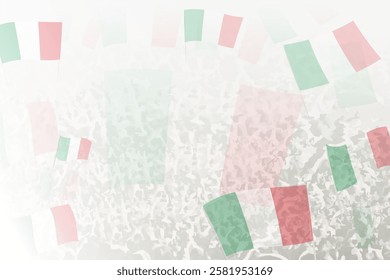 Celebratory Crowd with Italy Flags Background. Perfect for themes national events, culture, and unity.