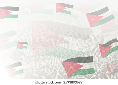 Celebratory Crowd with Jordan Flags Background. Perfect for themes national events, culture, and unity.