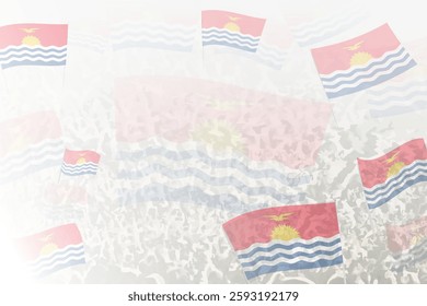 Celebratory Crowd with Kiribati Flags Background. Perfect for themes national events, culture, and unity.