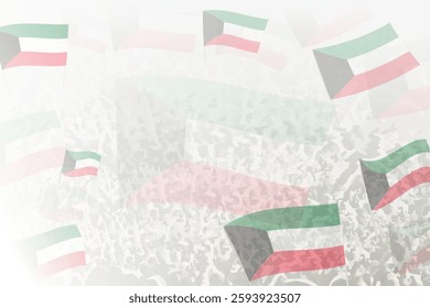 Celebratory Crowd with Kuwait Flags Background. Perfect for themes national events, culture, and unity.
