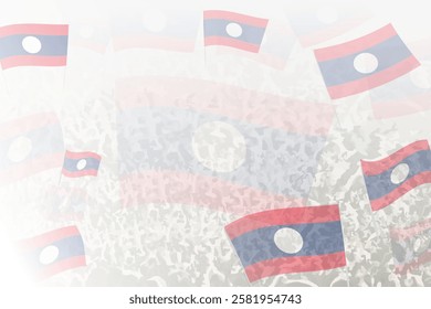 Celebratory Crowd with Laos Flags Background. Perfect for themes national events, culture, and unity.